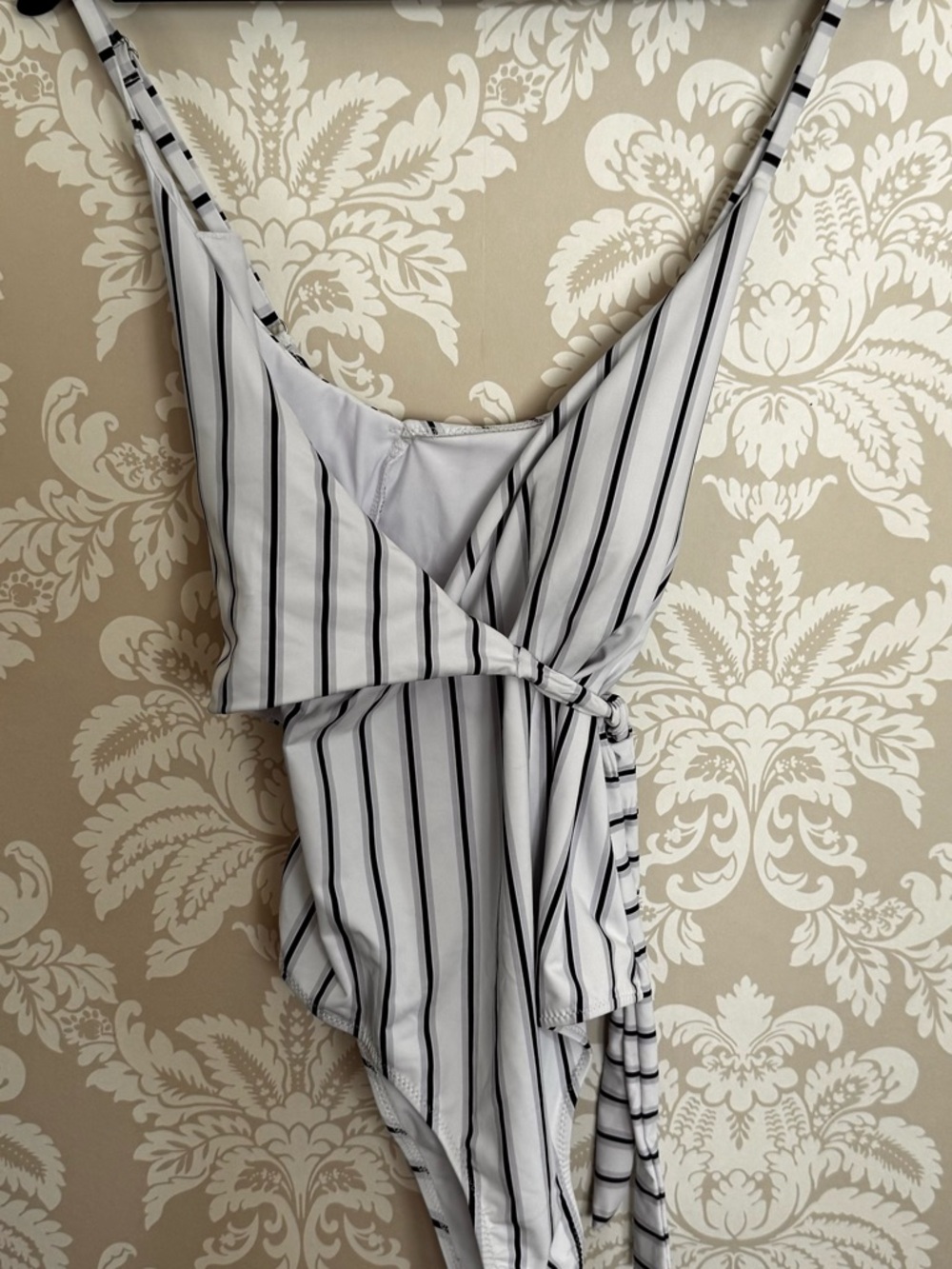 Cupshe White One-Piece Swimsuit with Black Stripes